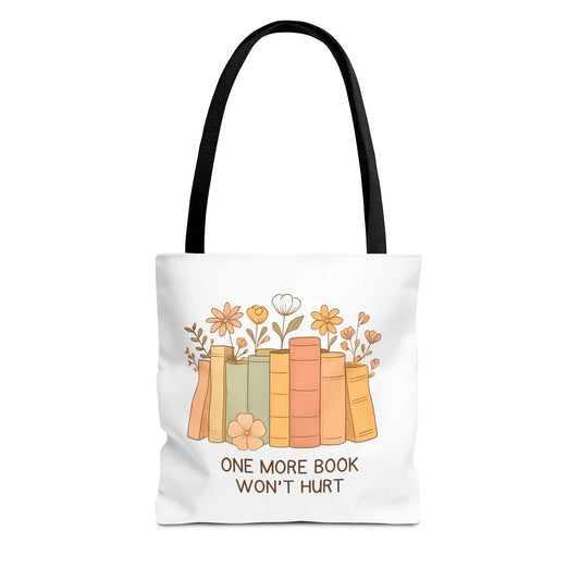 Book Lover Gift Tote Bag - One More Book Won't Hurt, Literary Gift, Bookish, Eco-Friendly Shopping Bag, Reading Enthusiast Gift