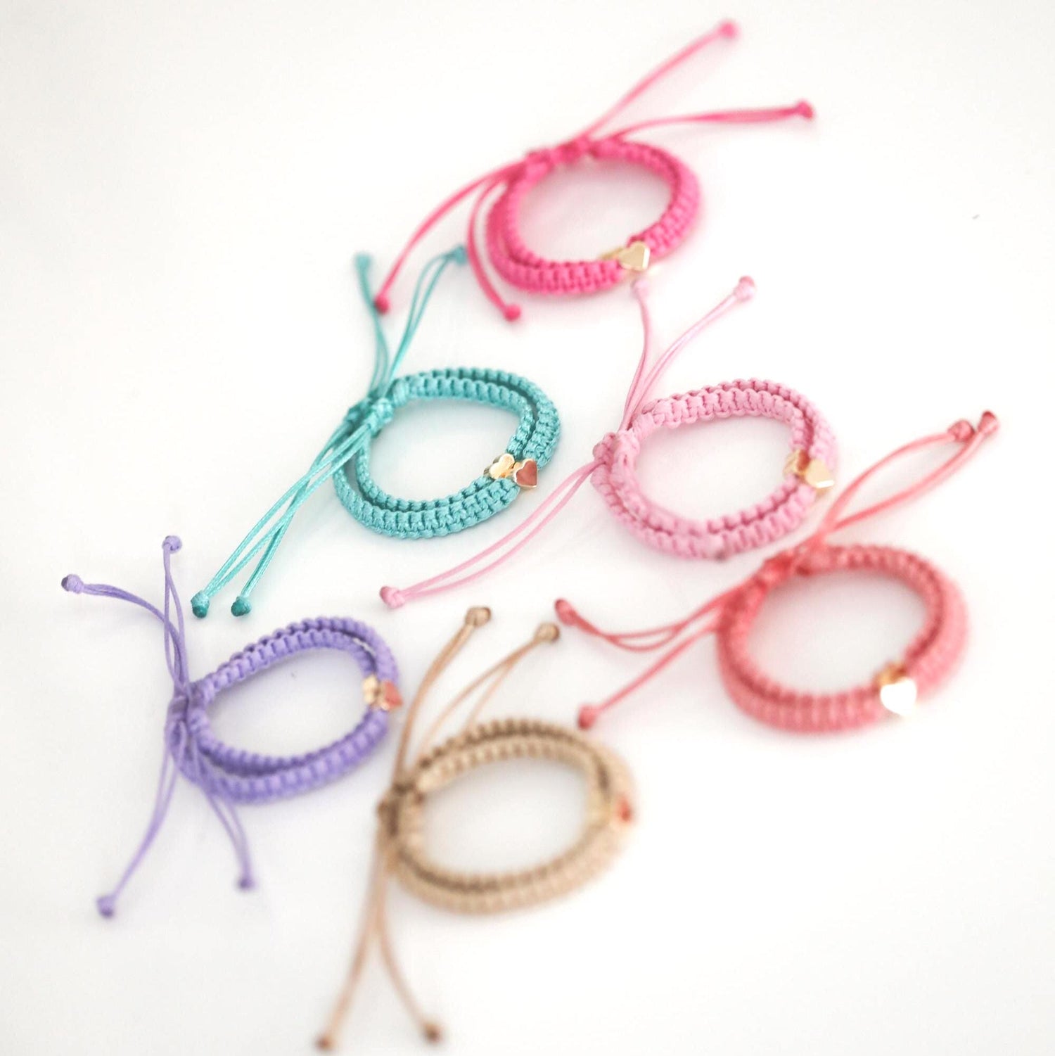 Sleep Away Going to Camp Matching Lavender Purple Gold Heart Bracelets, Coral, Sea Green, Fucsia, Pink