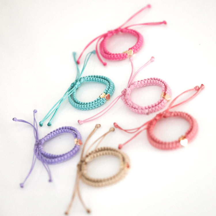 Sleep Away Going to Camp Matching Lavender Purple Gold Heart Bracelets, Coral, Sea Green, Fucsia, Pink