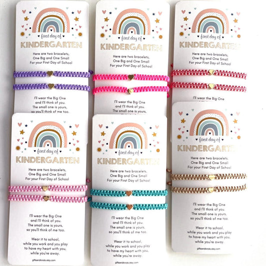 First Day of Kindergarten,Mommy and Me Heart Braided Matching Bracelets,Back to School Bracelet Set,First Day of School,Family Bracelet