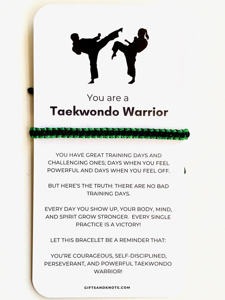 Taekwondo Warrior Bracelet & Card Set, Matching Belt Colors