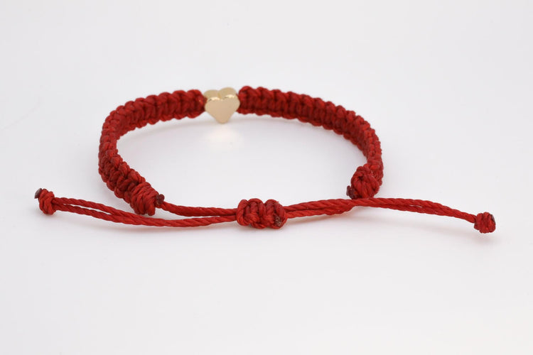 Mommy and Daughter Gold Heart Red Bracelet Family Christmas Gifts, Gifts Under 15