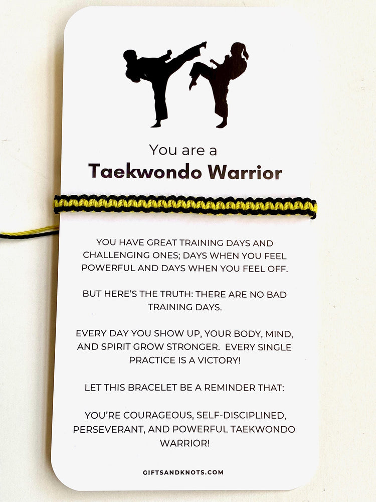 Taekwondo Warrior Bracelet & Card Set, Matching Belt Colors
