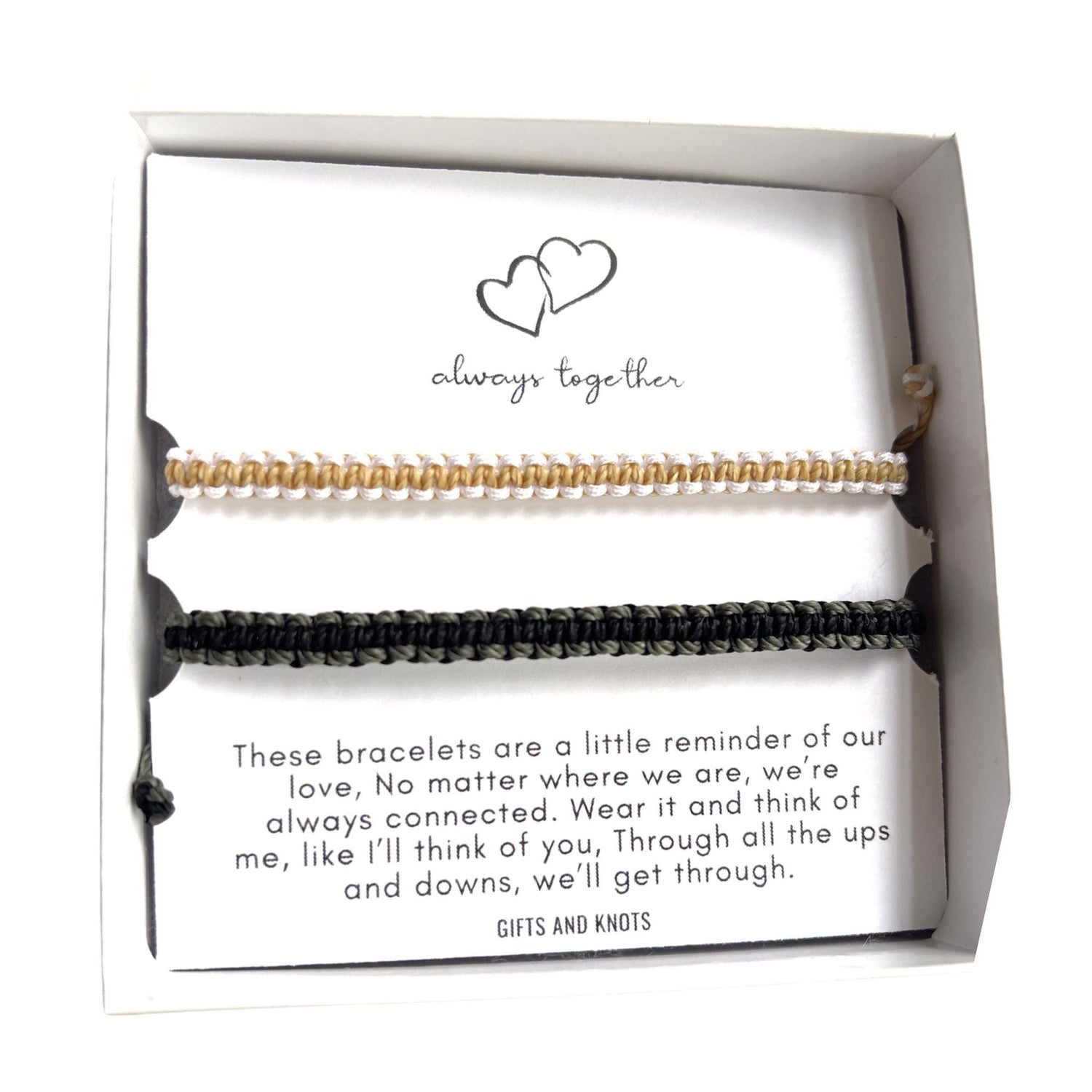 Personalized Couple Bracelets, Two Color Custom Matching Set, Handmade Love Jewelry, Unique Gift for Two, Adjustable Design Always Together