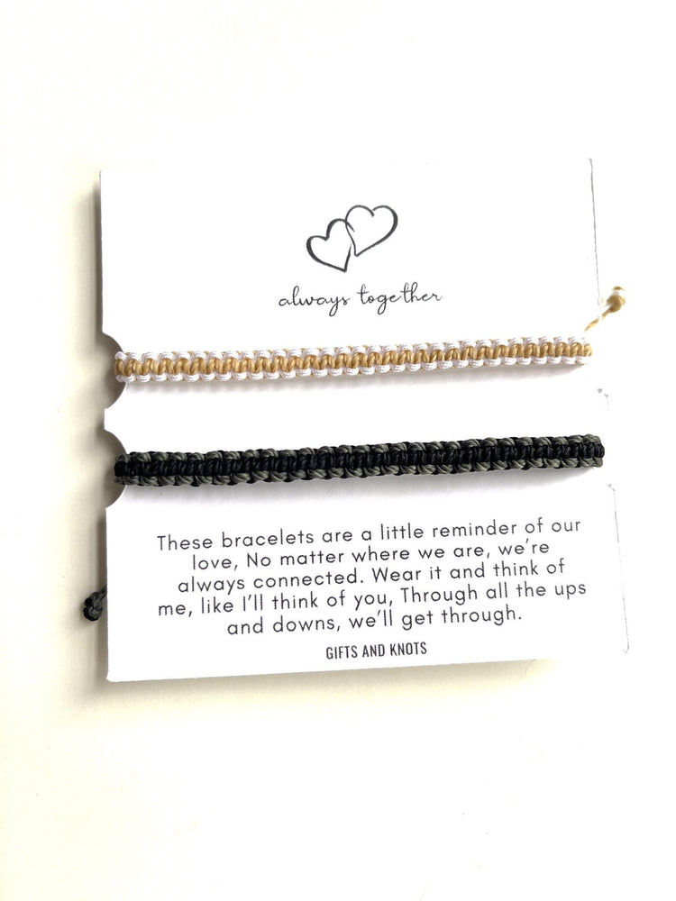 Personalized Couple Bracelets, Two Color Custom Matching Set, Handmade Love Jewelry, Unique Gift for Two, Adjustable Design Always Together