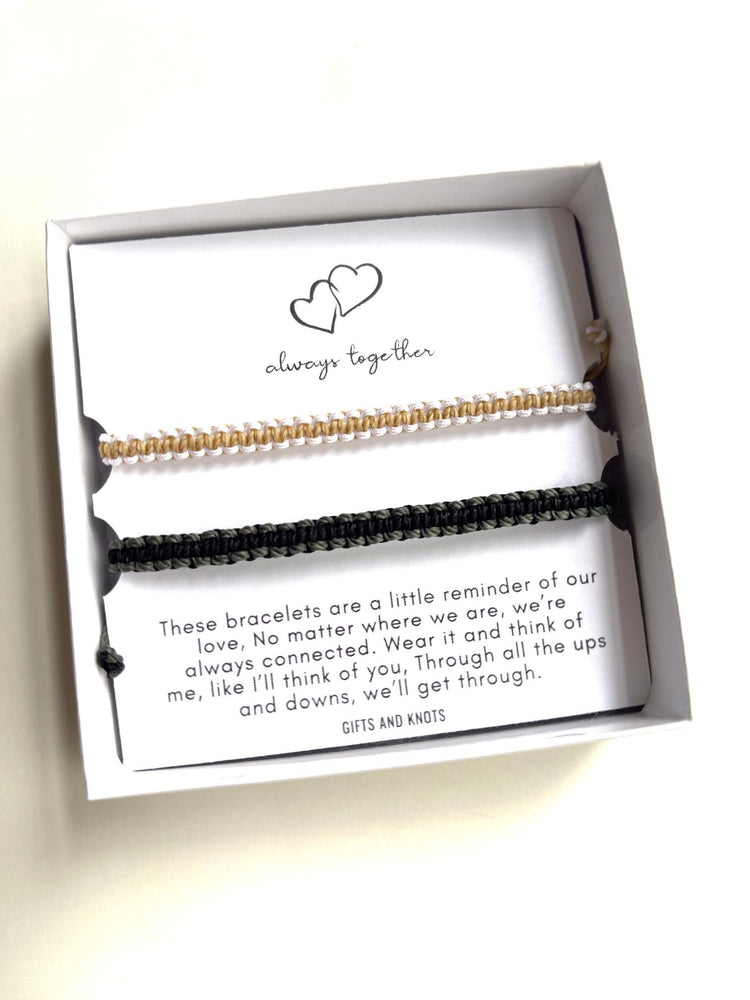 Personalized Couple Bracelets, Two Color Custom Matching Set, Handmade Love Jewelry, Unique Gift for Two, Adjustable Design Always Together