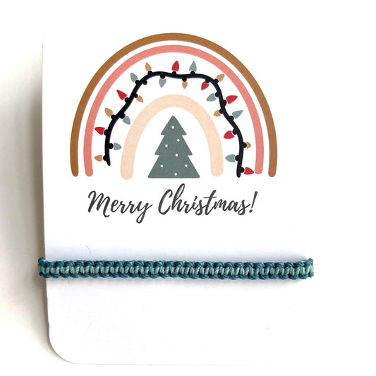 Custom Two Color Christmas Bracelet, Handmade Adjustable Macrame Bracelet, Choose Your Colors, Minimalist Holiday Jewelry, Stocking Stuffer
