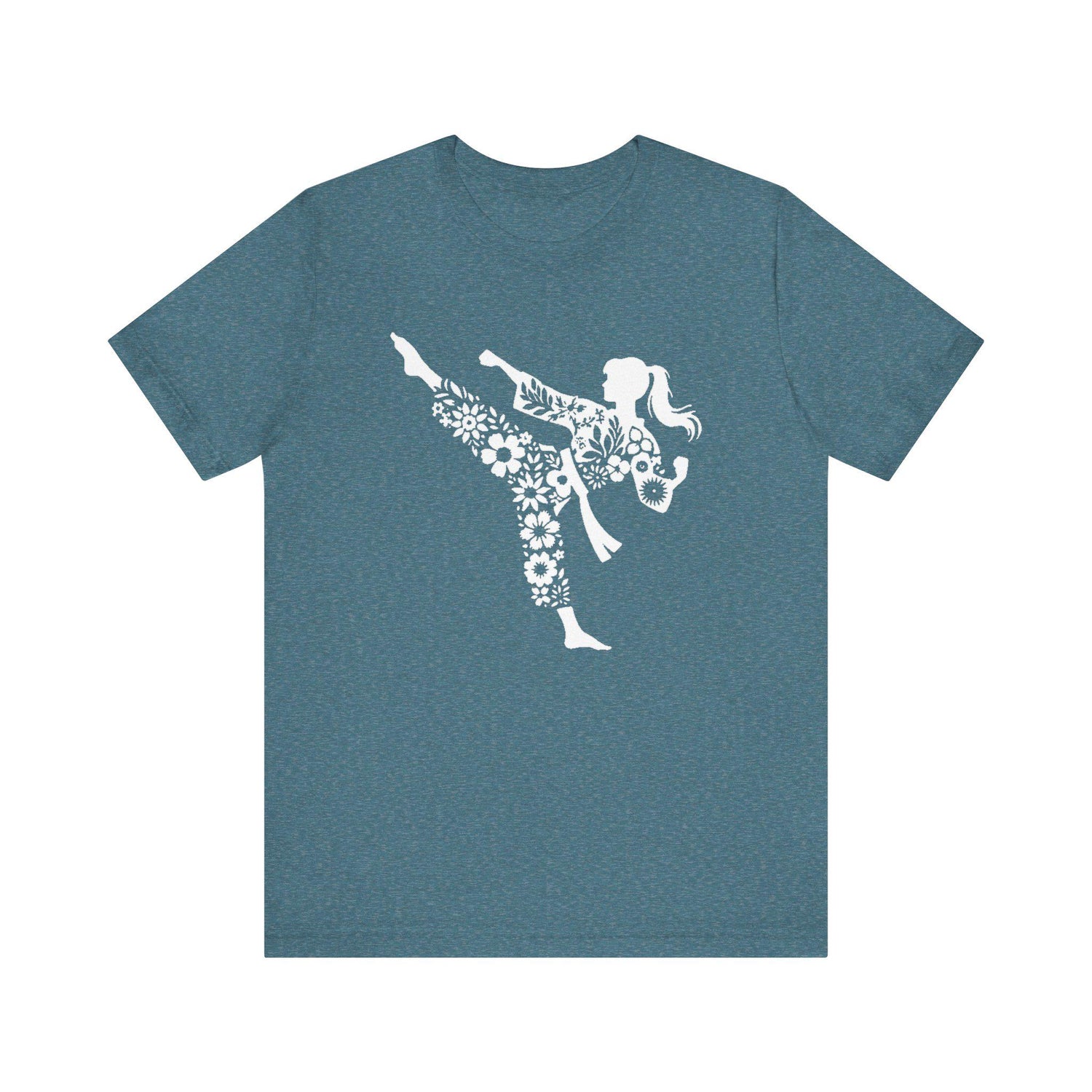 Taekwondo Tee, Floral Martial Arts Girl, Unisex Jersey Short Sleeve Tee