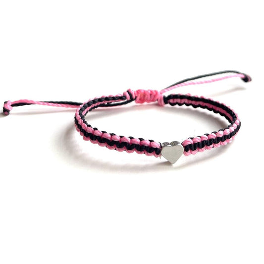 Two Color Custom Bracelet, Silver Heart, Handmade Personalized Jewelry, Unique Gift Idea, Adjustable Design for All