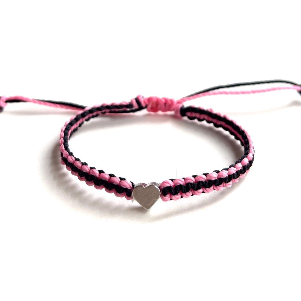 Two Color Custom Bracelet, Silver Heart, Handmade Personalized Jewelry, Unique Gift Idea, Adjustable Design for All