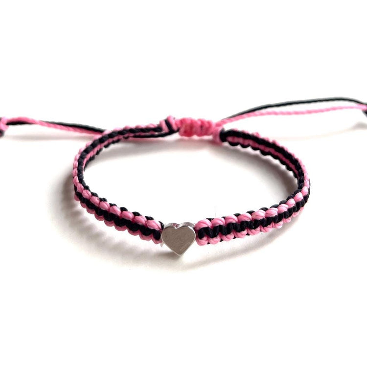 Two Color Custom Bracelet, Silver Heart, Handmade Personalized Jewelry, Unique Gift Idea, Adjustable Design for All