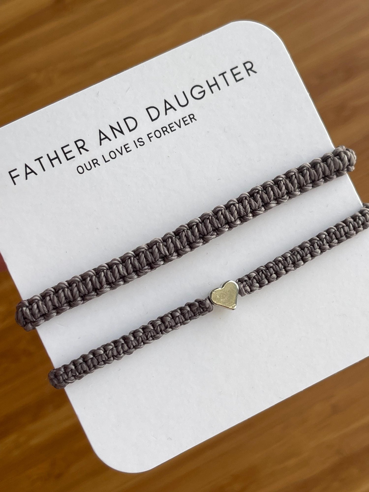 Dark Gray Bracelets, Father and Daugher Card Set,