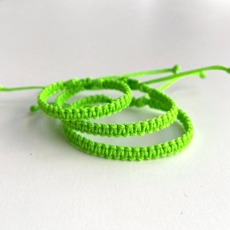 Neon Green Macrame Matching Family Set Bracelets Waterproof