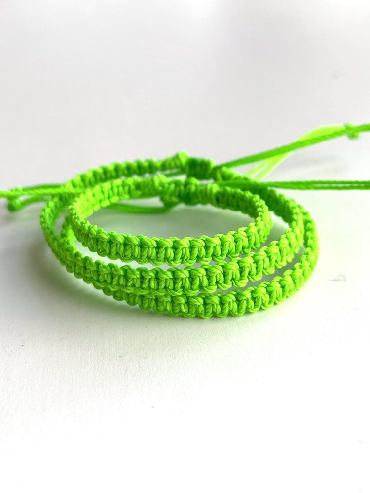 Neon Green Macrame Matching Family Set Bracelets Waterproof