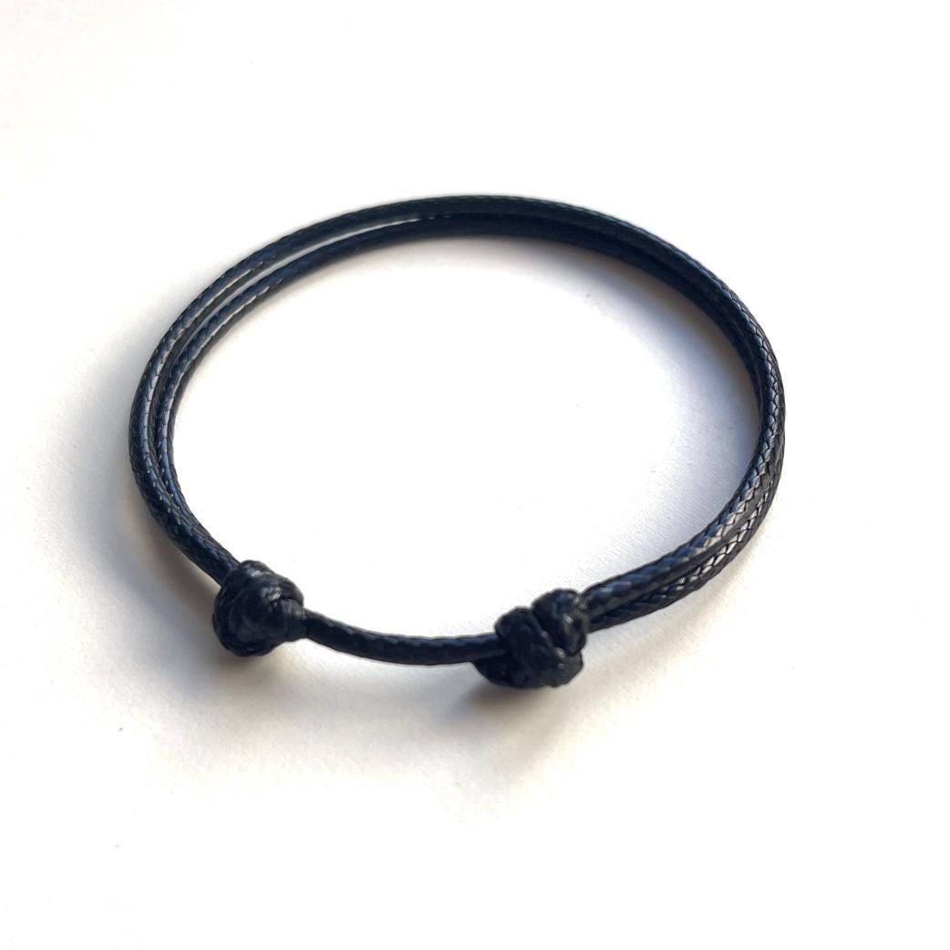 Black Cord Bracelet, Minimalist Bracelet, 2mm, Anklet, Unisex