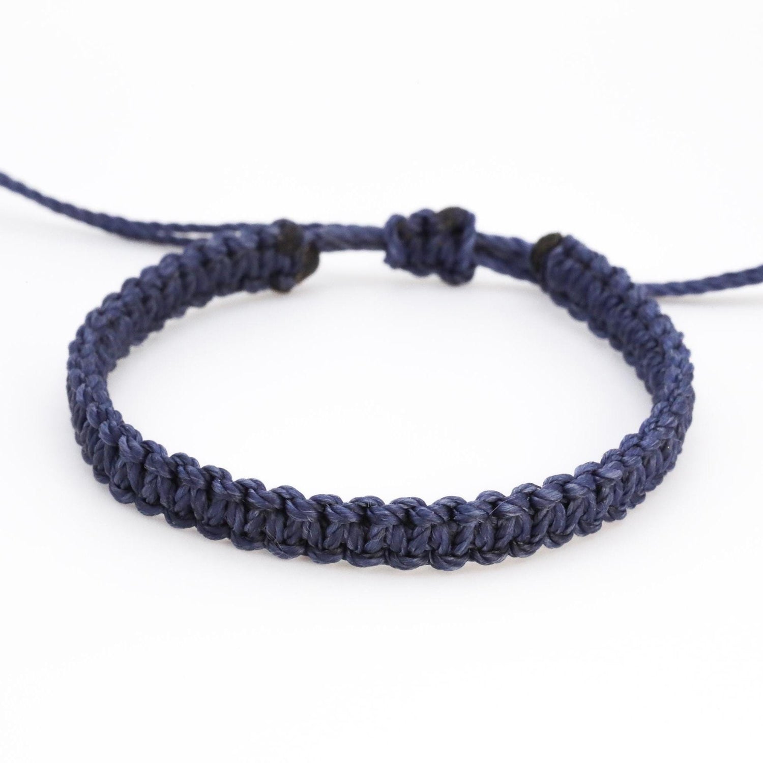Blue Bracelet Macrame Braided Plain No Heart.