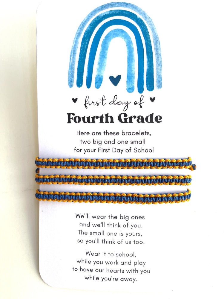 First Day of Fourth Grade Blue and Orange Mommy and Me Bracelet Set