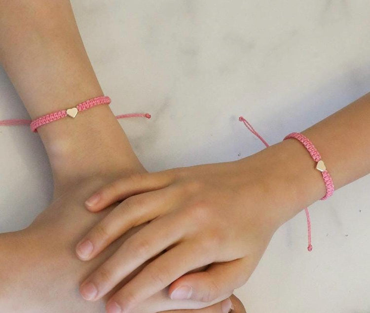 Mommy and Me Heart Pink Matching Bracelets, First Day of Fourth Grade - Gifts & Knots
