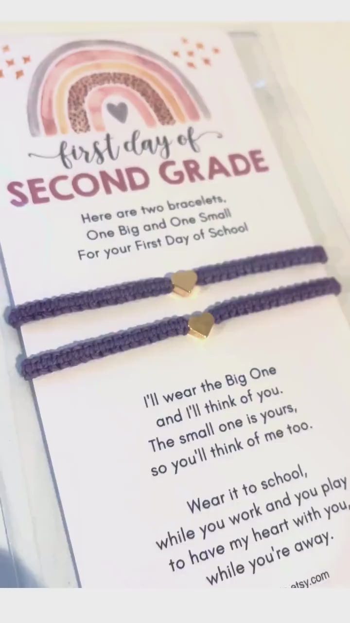 First Day 2nd Grade Purple Matching Bracelets, Mommy and Me, Back to School