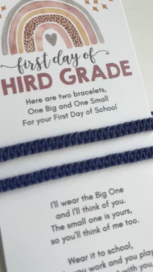 First Day of Third Grade Mommy and Me Blue Macrame Matching Bracelets