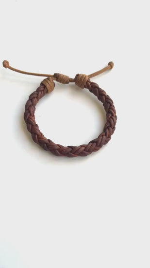 Thick Braided Bracelet, Light Brown Leather, Boys Favors, Daddy and Son Bracelet, Unisex, Family Bracelets