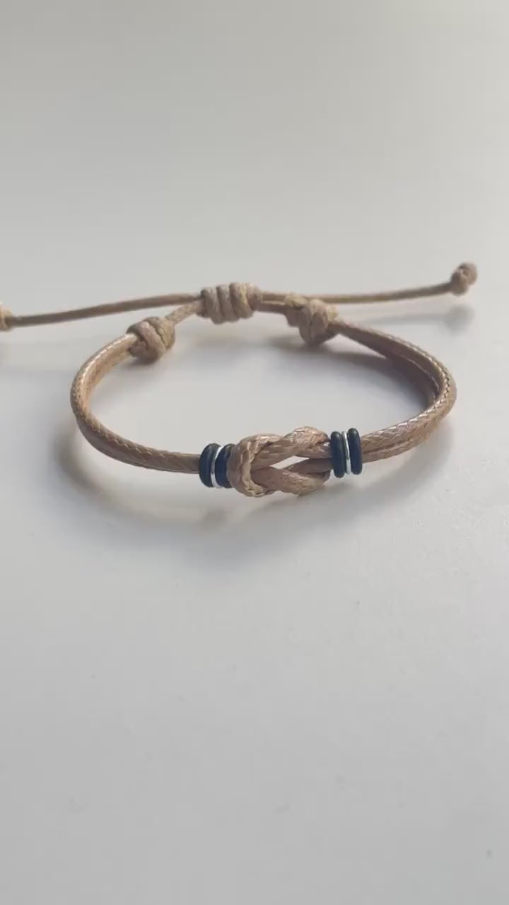 Celtic Knot Tan Thick Bracelet, Waterproof Bracelet, His and Hers, Adjustable Bracelet, Infinity Bracelet, Unisex, Family Bracelets