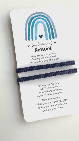First Day of Kindergarten, Mommy and Me Blue Matching Bracelets, Back to School, Bracelet Set, Braided Bracelet