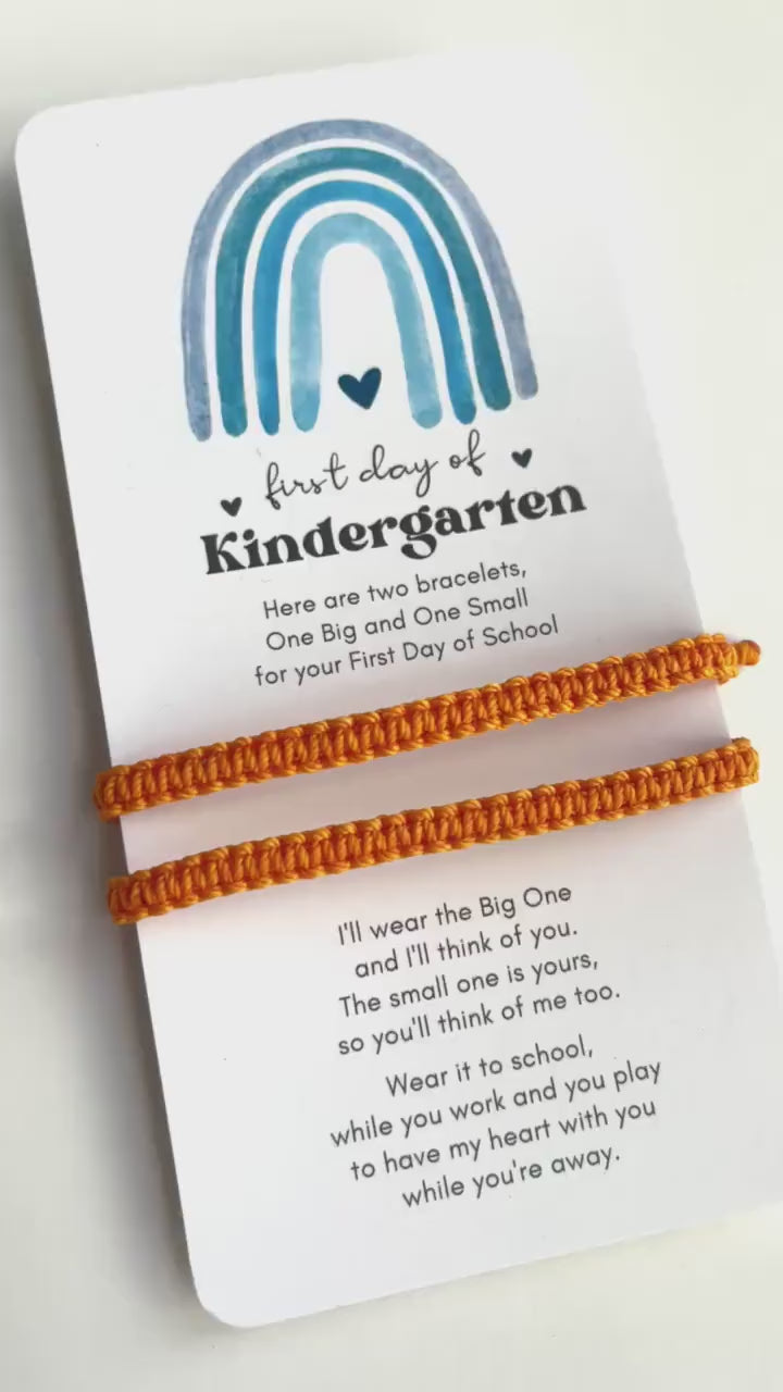 First Day of Kindergarten Orange Macrame Matching Bracelets