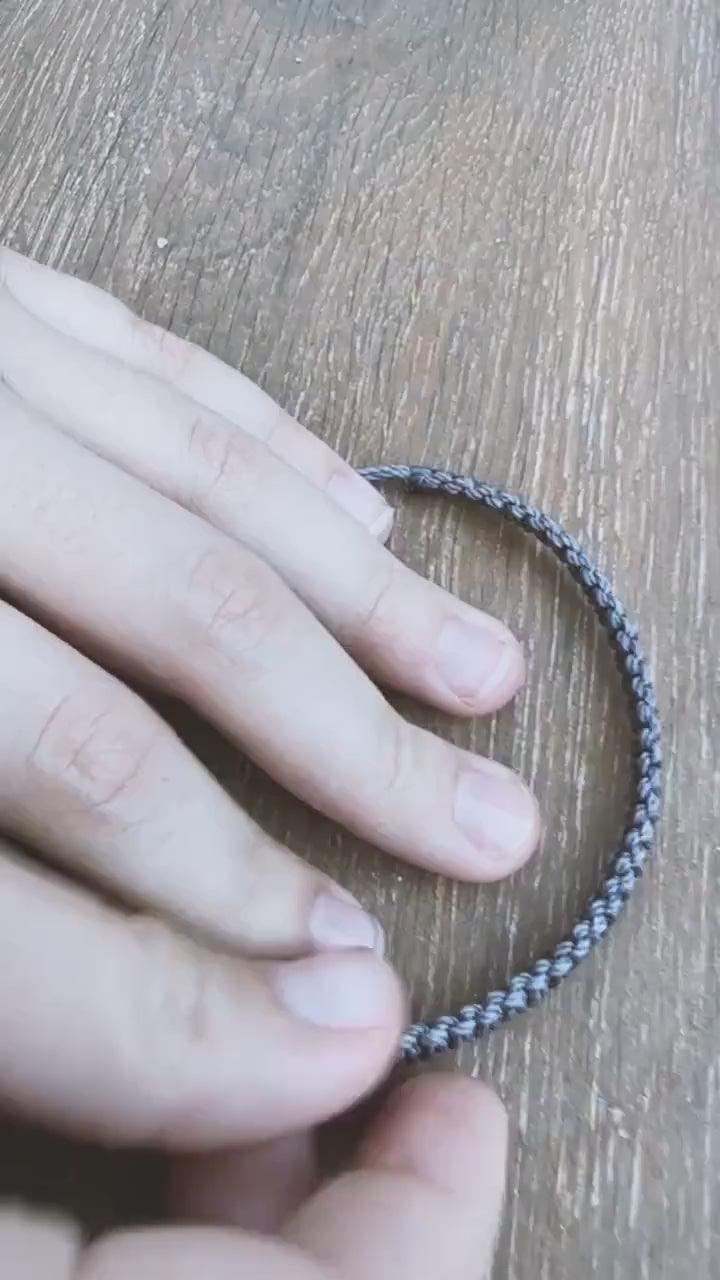First Day of School Mommy and Me Gray Macrame Matching Bracelets, Blue Rainbow Card
