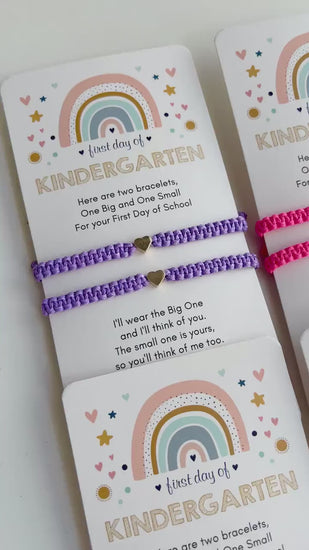 First Day of Kindergarten,Mommy and Me Heart Braided Matching Bracelets,Back to School Bracelet Set,First Day of School,Family Bracelet