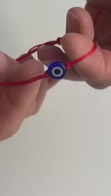 Family Evil Eye Bracelets – Set of 4, Red String Protection Bracelets, Adjustable & Waterproof, Matching Family, Spiritual Jewelry, Handmade