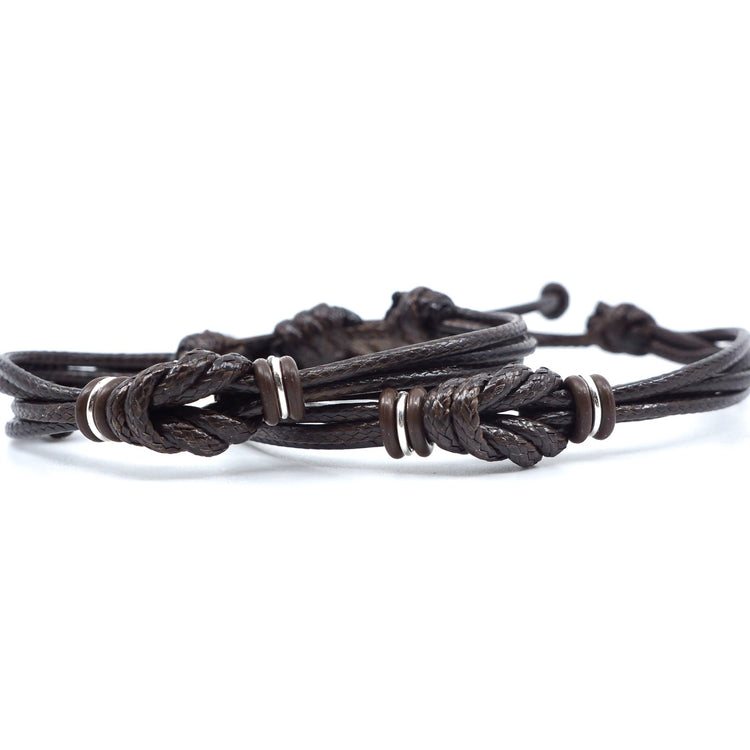 Nautical Knot Couple Bracelets, Brown Matching Bracelets