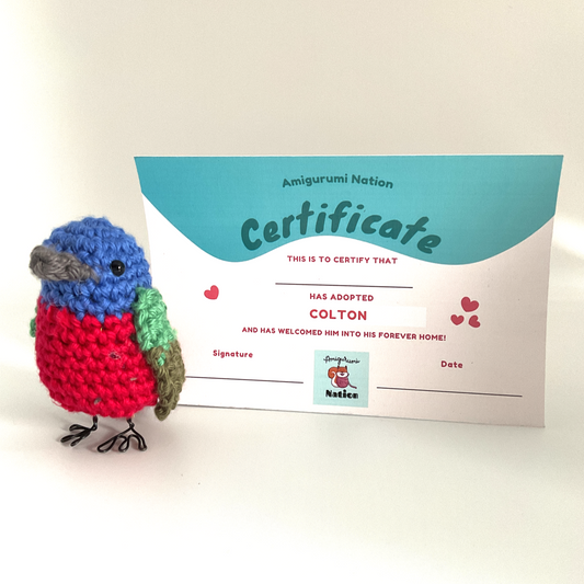 Colton Painted Bunting Bird Crochet Plushie