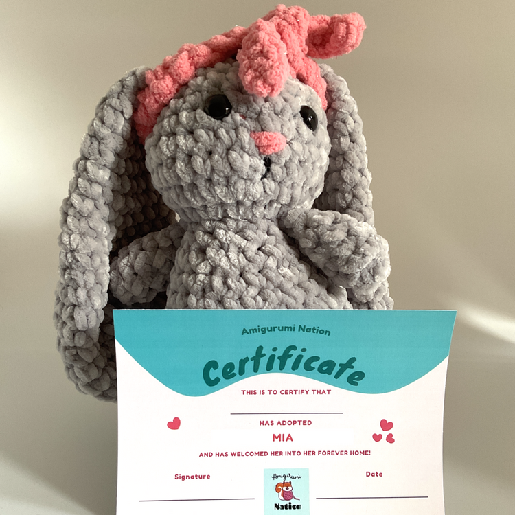 Mia Gray Bunny Crochet Plushie