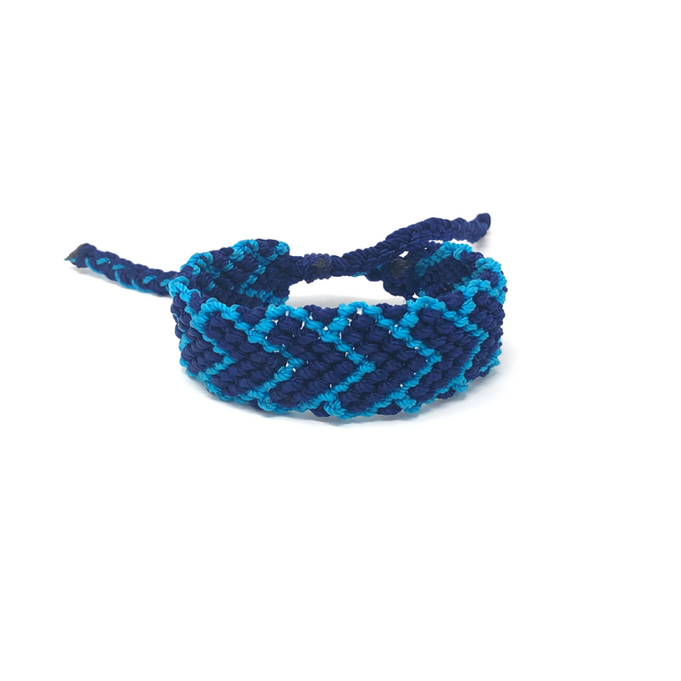 Blue Heart Macrame Beach Bracelet