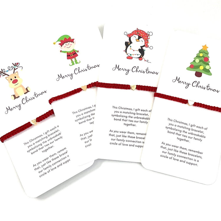 Christmas Family Pack Gold Heart Red Matching Bracelets