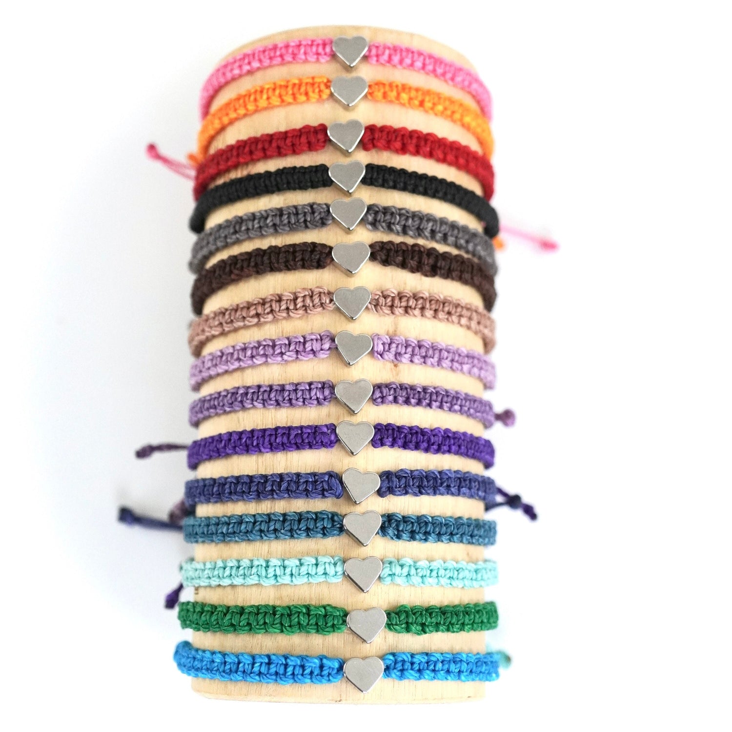 Silver Heart Bracelet Solid Colors