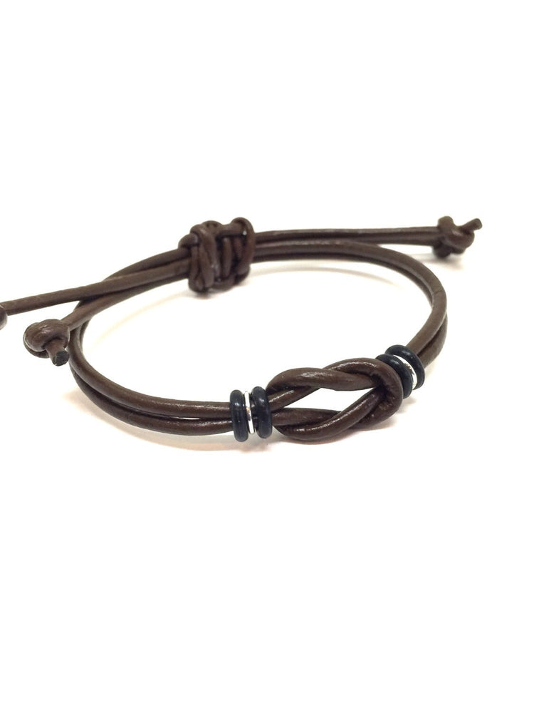 Celtic Knot Bracelet, Brown Leather Bracelet, Simple Bracelet, Adjustable Bracelet, Infinity Bracelet, Unisex, Family Bracelets
