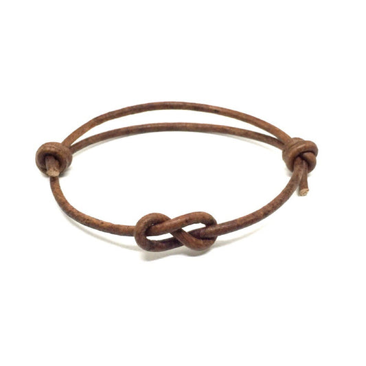 Simple Bracelet, Leather Bracelet, Infinity Knot, Matching Bracelets, Couples Bracelets, His and Hers