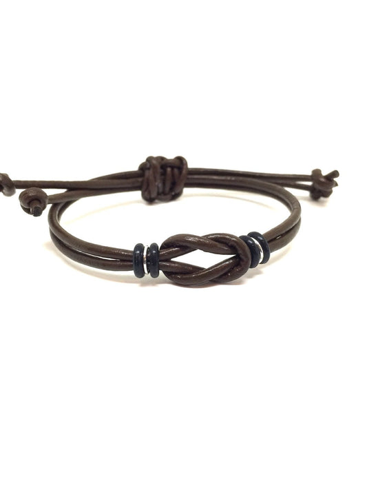 Celtic Knot Bracelet, Brown Leather Bracelet, Simple Bracelet, Adjustable Bracelet, Infinity Bracelet, Unisex, Family Bracelets