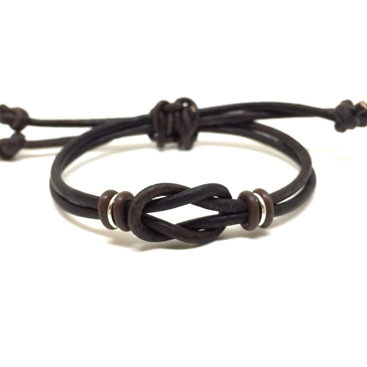 Celtic Knot Bracelet, Antique Brown Leather Bracelet, His and Hers, Adjustable Bracelet, Infinity Bracelet, Unisex, Family Bracelets