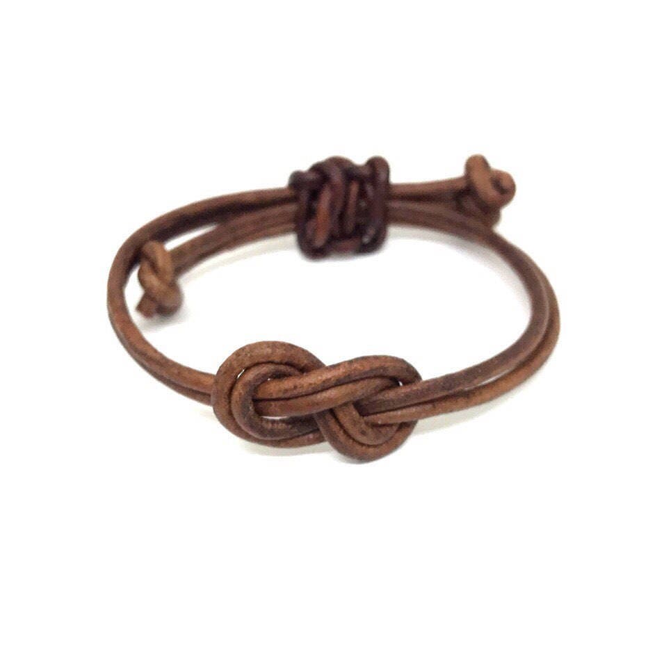 Simple Bracelet, Leather Bracelet, Celtic Knot, Nautical Knot, His and Hers