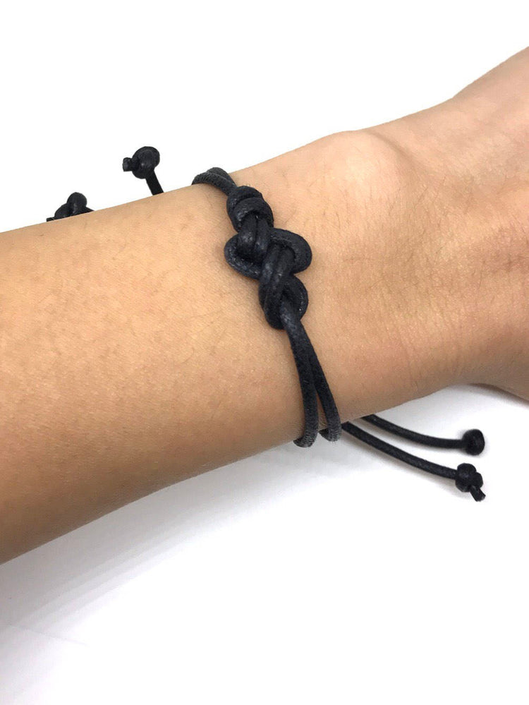 Simple Bracelet, Unisex, Minimalist Bracelet, Eternity Knot, Black Knot Bracelet, Couple Bracelet, Waterproof