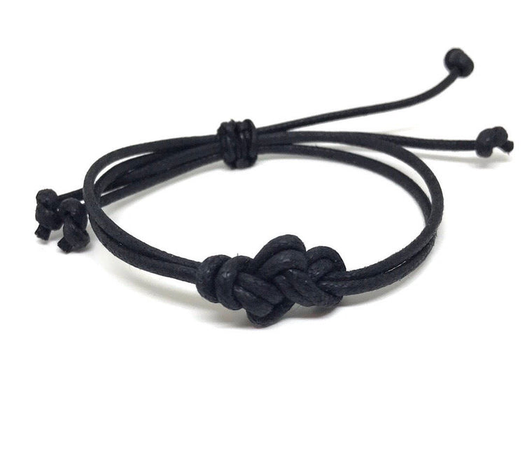 Simple Bracelet, Unisex, Minimalist Bracelet, Eternity Knot, Black Knot Bracelet, Couple Bracelet, Waterproof