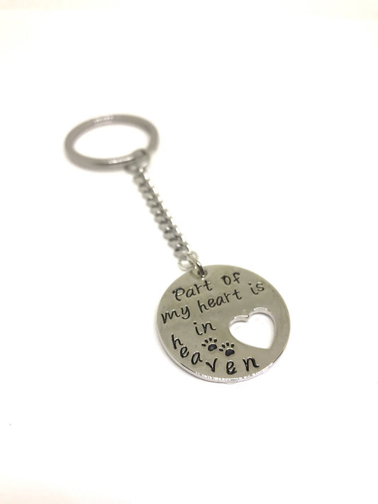 Part Of My Heart is in Heaven, Pet Memorial Keychain, Dog Memorial