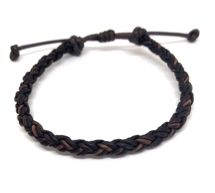 Brown Braided Leather Bracelet - Gifts&Knots