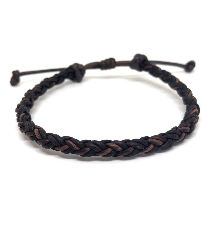 Brown Braided Leather Bracelet - Gifts&Knots