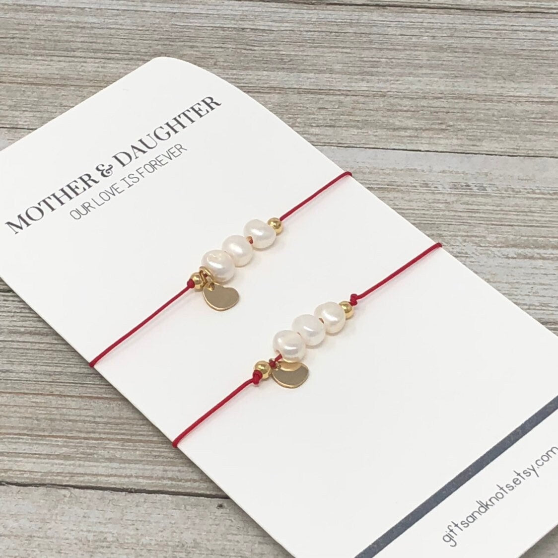 Mother and Daughter, Bracelet Set for Mother and Daughter, Freshwater Pearls and Goldfilled hearts
