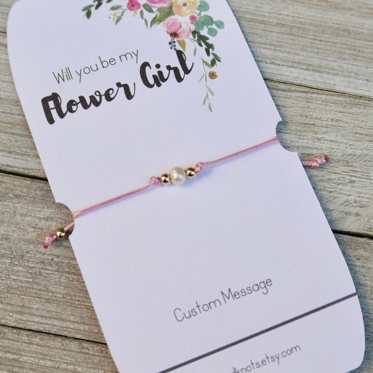 Flower Girl Bracelet, Custom Message Bracelets, Will You Be My Flower Girl, Proposal, Thank You Gift