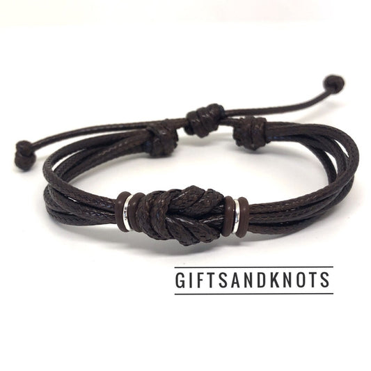 Celtic Knot Bracelet, Brown Waterproof Bracelet, His and Hers, Adjustable Bracelet, Infinity Bracelet, Unisex, Family Bracelets